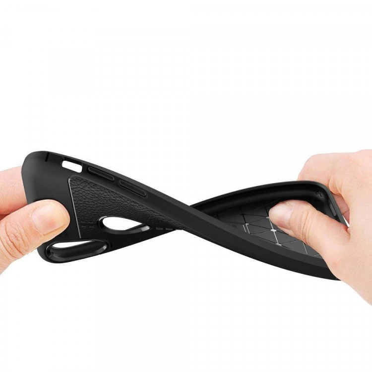 Чехол-накладка Litchi Grain для iPhone X / ХS (черный)