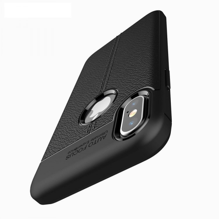 Чехол-накладка Litchi Grain для iPhone X / ХS (черный)