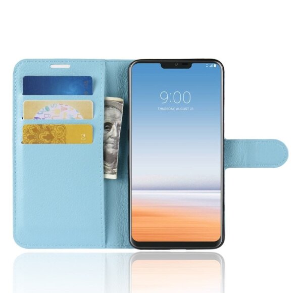 Чехол с визитницей для LG G7 / LG G7 ThinQ (голубой) Чехол с визитницей для LG G7 / LG G7 ThinQ (голубой)