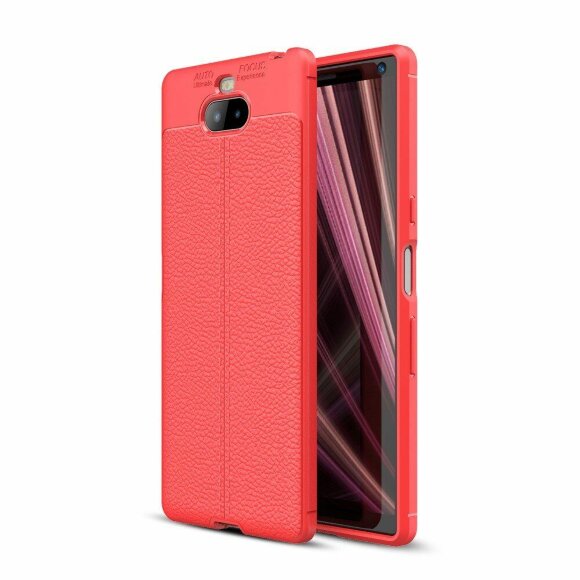 Чехол-накладка Litchi Grain для Sony Xperia 10 Plus (красный)