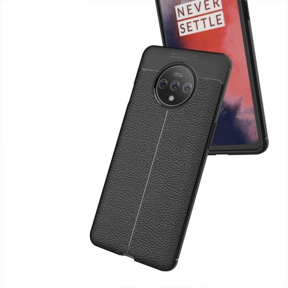 Чехол-накладка Litchi Grain для OnePlus 7T (черный)