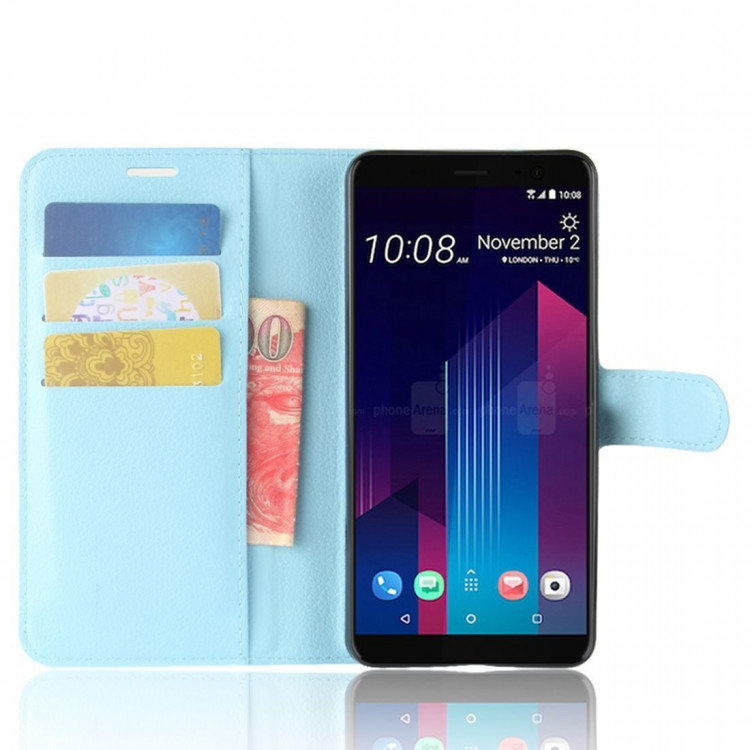 Чехол с визитницей для HTC U11+ (голубой)