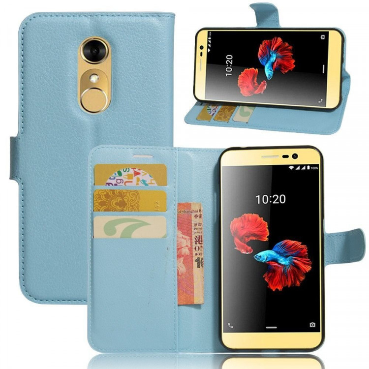 Чехол с визитницей для ZTE Blade A910 (голубой)