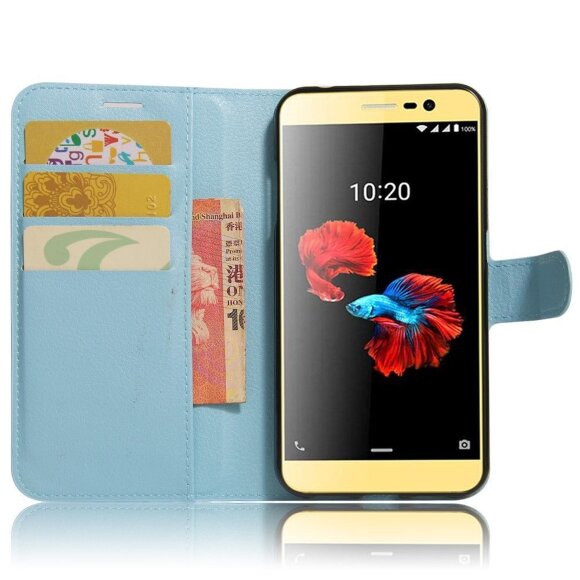 Чехол с визитницей для ZTE Blade A910 (голубой)