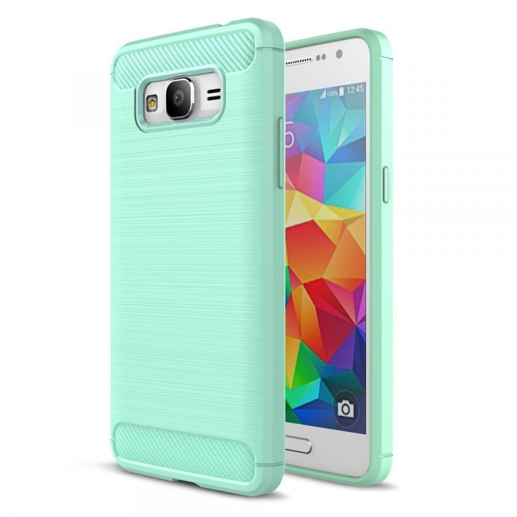 Чехол-накладка Carbon Fibre для Samsung Galaxy Grand Prime SM-G530H (сине-зеленый)