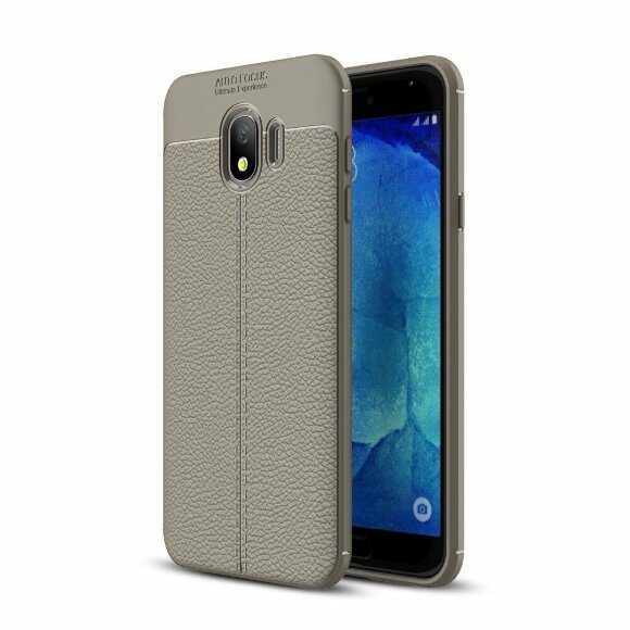 Чехол-накладка Litchi Grain для Samsung Galaxy J4 (2018) (серый)
