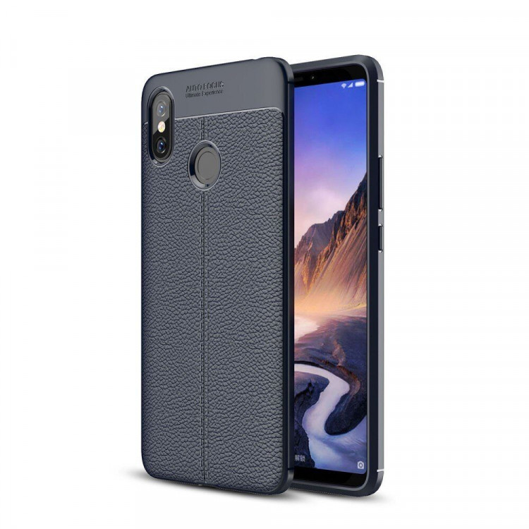 Чехол-накладка Litchi Grain для Xiaomi Mi Max 3 (темно-синий)