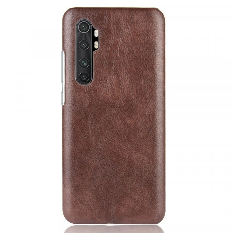 Кожаная накладка-чехол для Xiaomi Mi Note 10 Lite (коричневый)