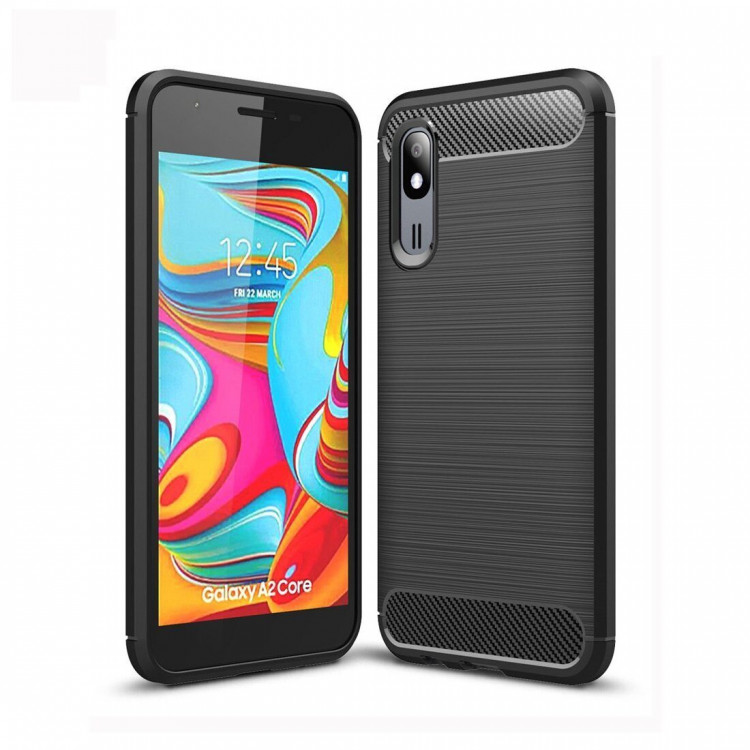 Чехол-накладка Carbon Fibre для Samsung Galaxy A2 Core (черный)