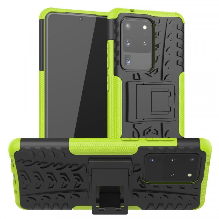 Чехол Hybrid Armor для Samsung Galaxy S20 Ultra (черный + зеленый)