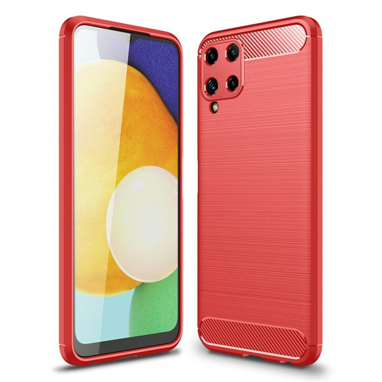 Чехол-накладка Carbon Fibre для Samsung Galaxy A22 (красный)