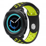 Двухцветный силиконовый ремешок для Samsung Gear Sport / Gear S2 Classic / Galaxy Watch 42мм / Watch Active / Watch 3 (41мм) / Watch4 (черный+зеленый)