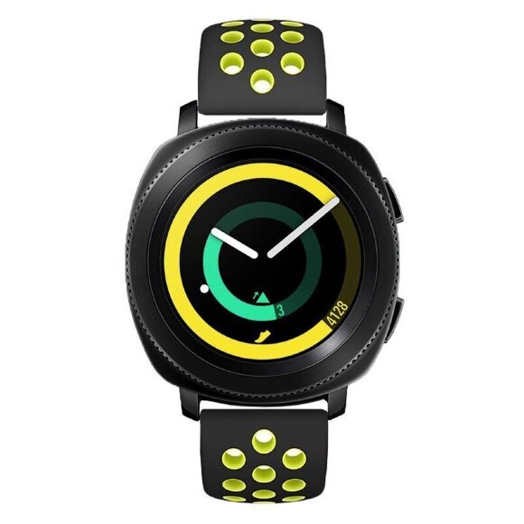 Двухцветный силиконовый ремешок для Samsung Gear Sport / Gear S2 Classic / Galaxy Watch 42мм / Watch Active / Watch 3 (41мм) / Watch4 (черный+зеленый) Двухцветный силиконовый ремешок для Samsung Gear Sport / Gear S2 Classic / Galaxy Watch 42мм / Watch Active / Watch 3 (41мм) / Watch4 (черный+зеленый)
