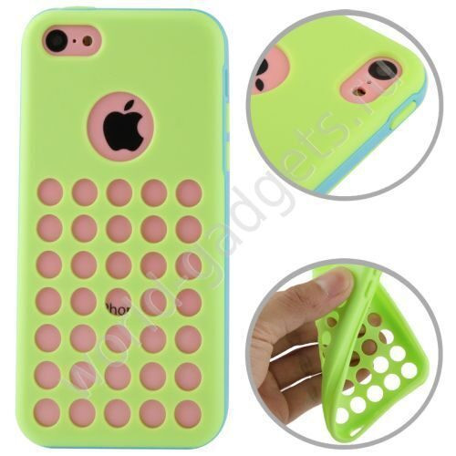 Чехол TPU + пластик с кружками для iPhone 5C (зеленый)