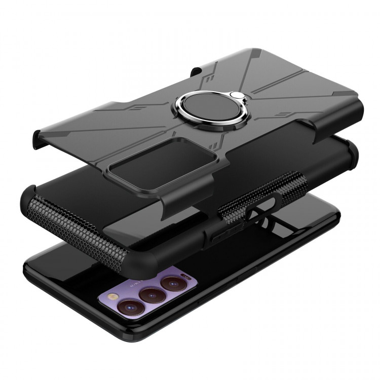 Чехол Armor Shockproof Ring Holder для Tecno Camon 18 (черный)