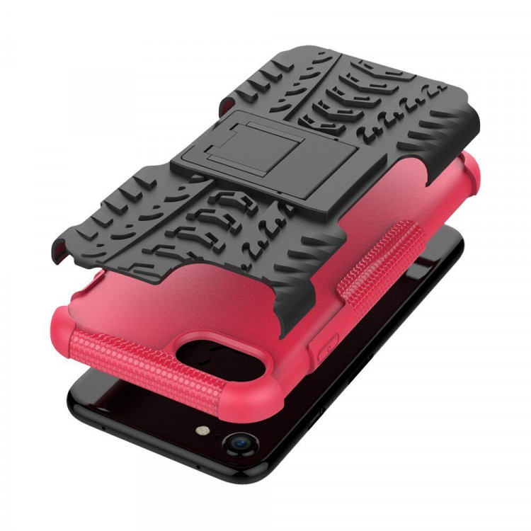 Чехол Hybrid Armor для iPhone 8 / iPhone 7 / iPhone SE (2020) / iPhone SE (2022) (черный + розовый)