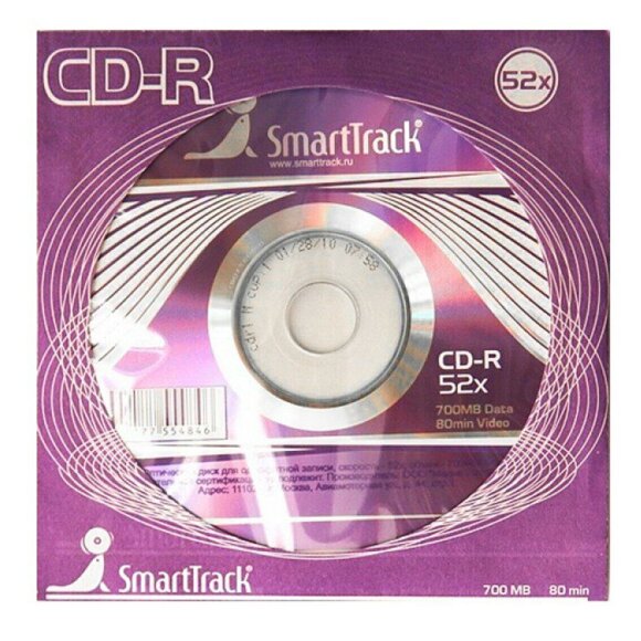 Диск SMART TRACK CD-R 80min 52x Конверт-1(Б) (1шт.)