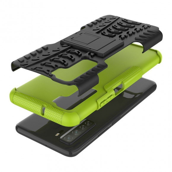 Чехол Hybrid Armor для Honor 30S (CDY-NX9A) (черный + зеленый)