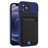 Чехол с отделением для карт и защитой камеры для iPhone 12 (темно-синий) Чехол с отделением для карт и защитой камеры для iPhone 12 (темно-синий)