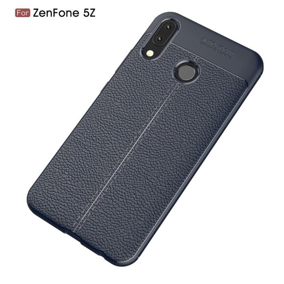 Чехол-накладка Litchi Grain для Asus ZenFone 5 ZE620KL / 5z ZS620KL (темно-синий)