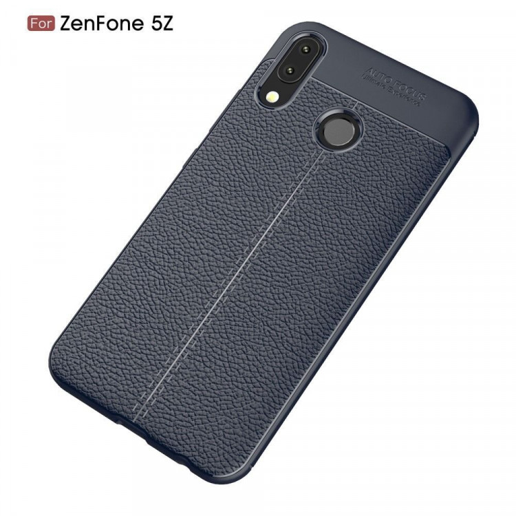 Чехол-накладка Litchi Grain для Asus ZenFone 5 ZE620KL / 5z ZS620KL (темно-синий)