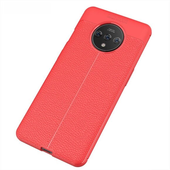 Чехол-накладка Litchi Grain для OnePlus 7T (красный)