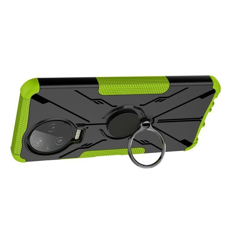 Чехол Armor Shockproof Ring Holder для Infinix NOTE 12 PRO (черный + зеленый)