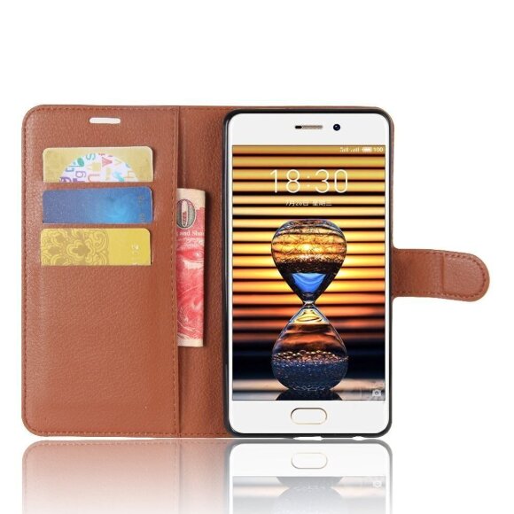 Чехол с визитницей для Meizu Pro 7 Plus (коричневый)