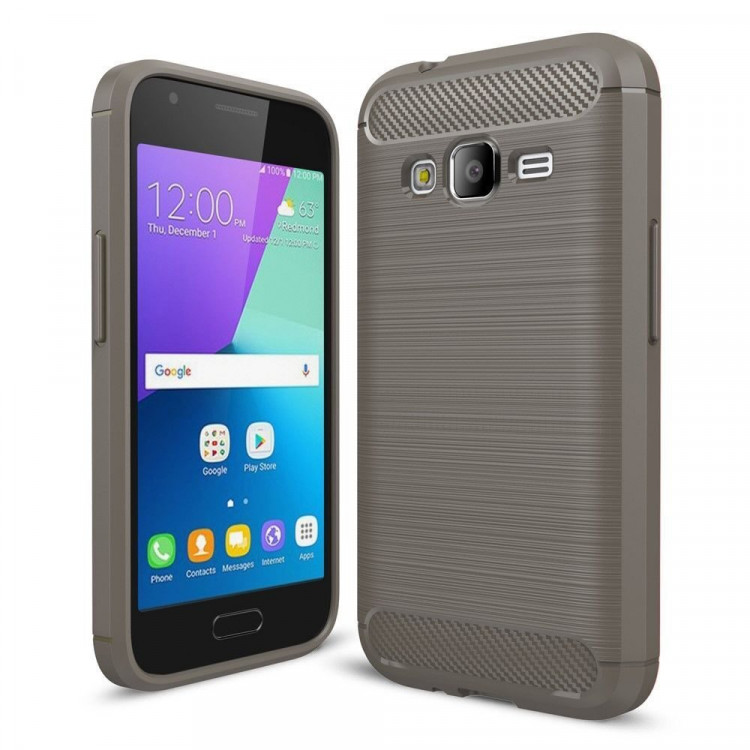 Чехол-накладка Carbon Fibre для Samsung Galaxy J1 mini Prime (серый)