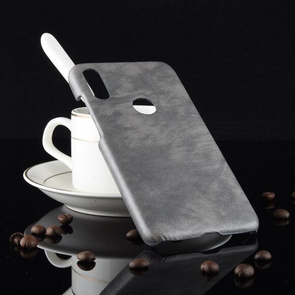 Кожаная накладка-чехол для Xiaomi Redmi 7 / Redmi Y3 (серый)