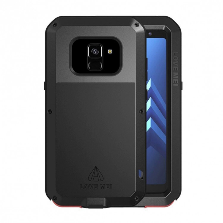 Гибридный чехол LOVE MEI для Samsung Galaxy A8+ (Plus) 2018  (черный)