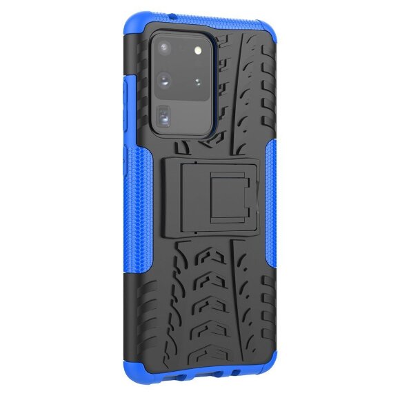 Чехол Hybrid Armor для Samsung Galaxy S20 Ultra (черный + голубой)