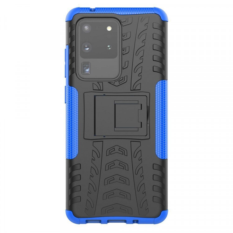 Чехол Hybrid Armor для Samsung Galaxy S20 Ultra (черный + голубой)