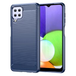 Чехол-накладка Carbon Fibre для Samsung Galaxy A22 (темно-синий)
