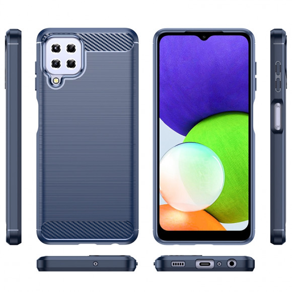Чехол-накладка Carbon Fibre для Samsung Galaxy A22 (темно-синий) Чехол-накладка Carbon Fibre для Samsung Galaxy A22 (темно-синий)