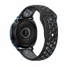 Двухцветный силиконовый ремешок для Samsung Gear Sport / Gear S2 Classic / Galaxy Watch 42мм / Watch Active / Watch 3 (41мм) / Watch4 (черный+серый)