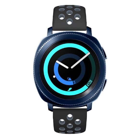 Двухцветный силиконовый ремешок для Samsung Gear Sport / Gear S2 Classic / Galaxy Watch 42мм / Watch Active / Watch 3 (41мм) / Watch4 (черный+серый) Двухцветный силиконовый ремешок для Samsung Gear Sport / Gear S2 Classic / Galaxy Watch 42мм / Watch Active / Watch 3 (41мм) / Watch4 (черный+серый)