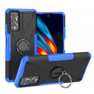 Чехол Armor Shockproof Ring Holder для Tecno Pova 2 (черный + голубой) Чехол Armor Shockproof Ring Holder для Tecno Pova 2 (черный + голубой)