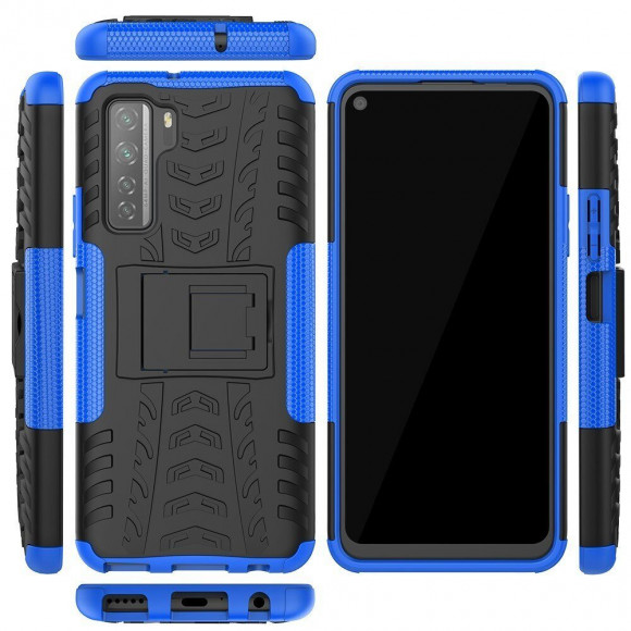 Чехол Hybrid Armor для Honor 30S (CDY-NX9A) (черный + голубой)