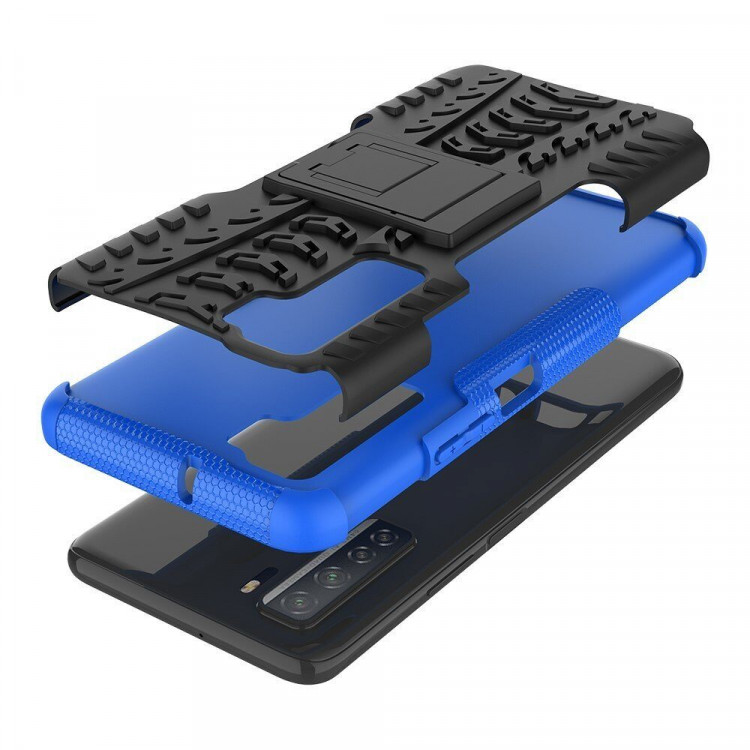 Чехол Hybrid Armor для Honor 30S (CDY-NX9A) (черный + голубой)