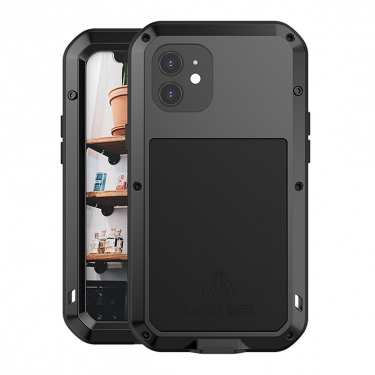 Гибридный чехол LOVE MEI для iPhone 12 (черный)