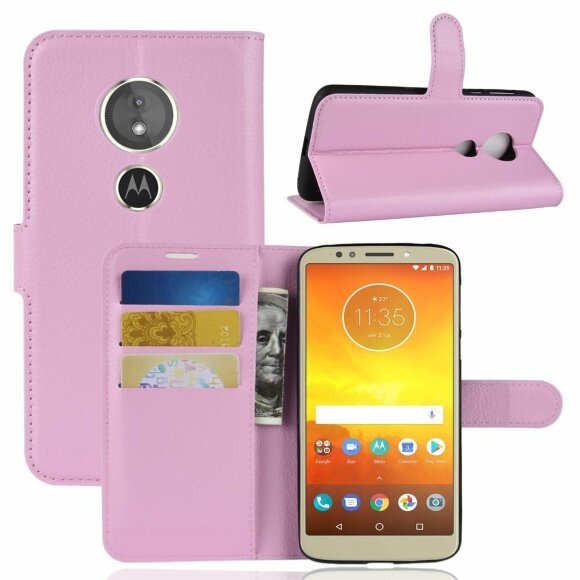 Чехол с визитницей для Motorola Moto E5 (розовый)
