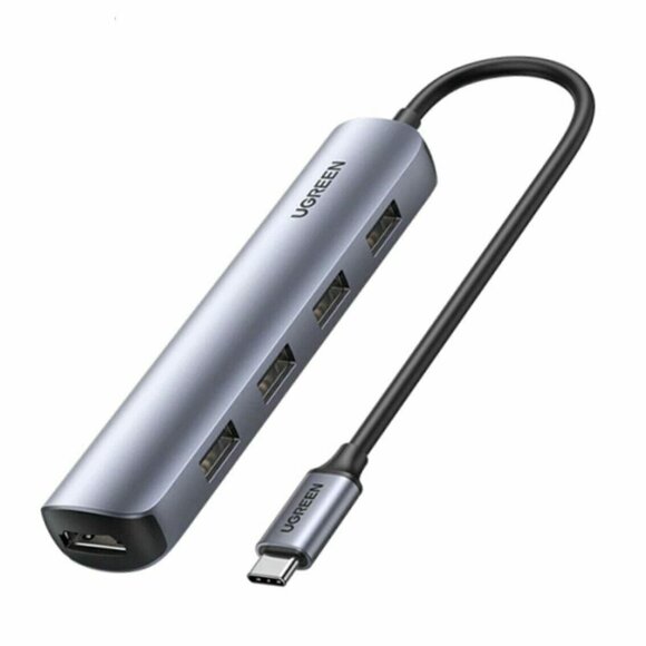 UGREEN. USB-концентратор (хаб) 5 в 1 Type C, 4 x USB 3.0, HDMI (CM41 HDMI Model 20197)