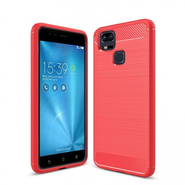 Чехол-накладка Carbon Fibre для Asus Zenfone 3 Zoom ZE553KL (красный)