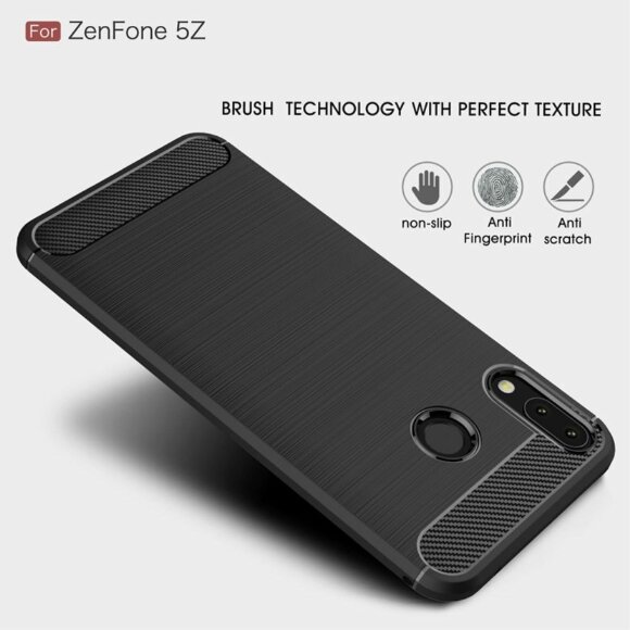 Чехол-накладка Carbon Fibre для Asus ZenFone 5 ZE620KL / 5z ZS620KL (черный)