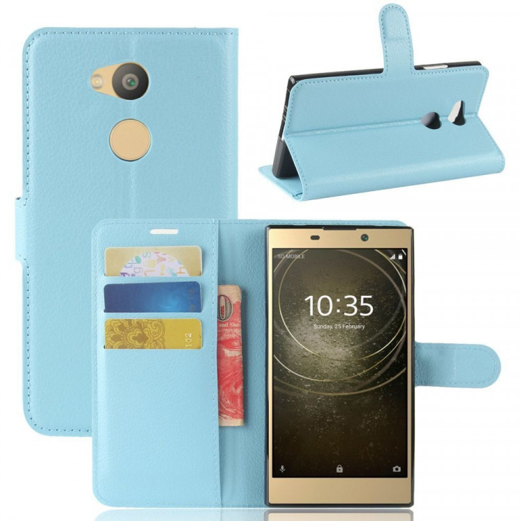 Чехол с визитницей для Sony Xperia L2 (голубой)