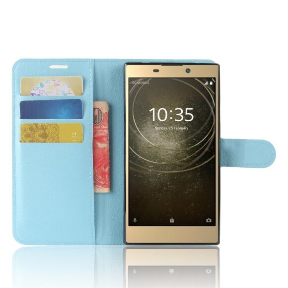 Чехол с визитницей для Sony Xperia L2 (голубой) Чехол с визитницей для Sony Xperia L2 (голубой)