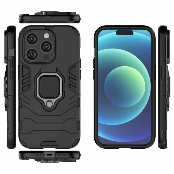 Чехол Armor Ring Holder для iPhone 14 Pro (черный) Чехол Armor Ring Holder для iPhone 14 Pro (черный)