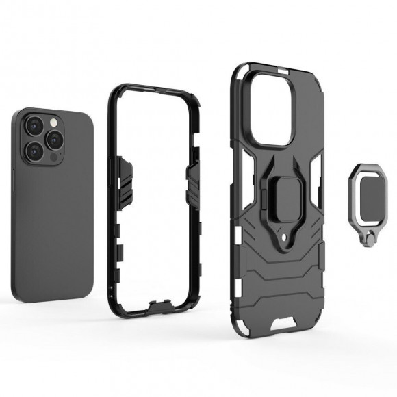 Чехол Armor Ring Holder для iPhone 14 Pro (черный) Чехол Armor Ring Holder для iPhone 14 Pro (черный)