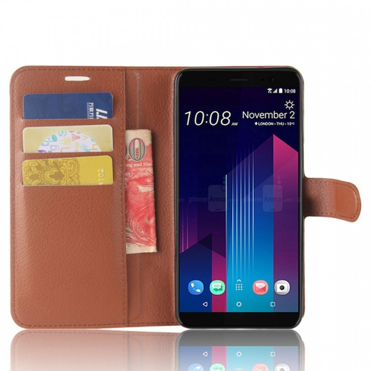 Чехол с визитницей для HTC U11+ (коричневый)
